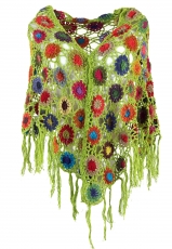 Crochet stole, hippie flower crochet scarf - lemon