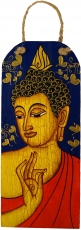 Handpainted Buddha mural on wood - blue