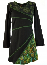 Hippie mini dress Boho chic, Tunic - black/green