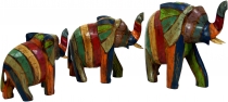 Wooden figure elephant in 3 sizes - colorful striped
