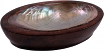 Coconut wood soap dish with mother of pearl