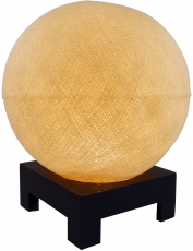 Ball table lamp with MDF stand made of cotton threads - cream