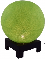 Ball table lamp with MDF stand from cotton threads - light green