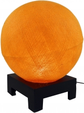 Ball table lamp with cotton thread MDF stand - orange