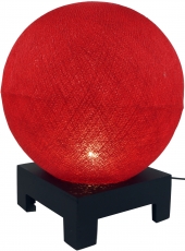 Ball table lamp with cotton thread MDF stand - red