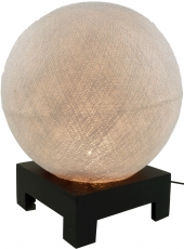 Ball table lamp with MDF stand made of cotton threads - silver-gr..