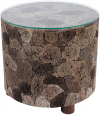 Lava stone coffee table with glass top - model 10