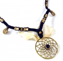 Boho macramé necklace, elfin jewellery - flower of life onyx