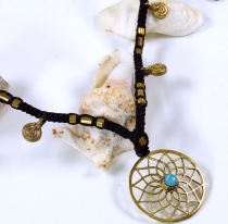 Boho macramé necklace, fairy jewelry - lotus/turquoise