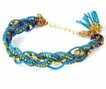 Macrame bead bracelet, hippie bracelet - turquoise/blue