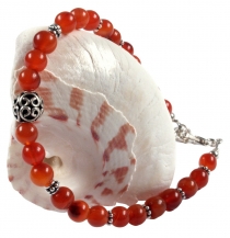 Mala bracelet and necklace with genuine silver beads - Carnelian