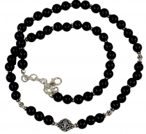 Mala bracelet and necklace with genuine silver beads - Onyx