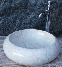 Solid round marble top washbasin, wash bowl, natural stone hand w..