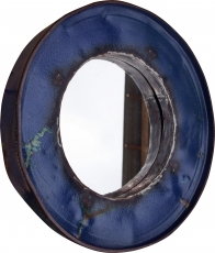 Metal mirror recycled barrel lid metal, vintage deco mirror - col..