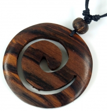 Ethno wooden jewelry necklace, surfer necklace - spiral