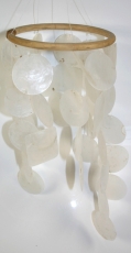 Round shell wind chime - white