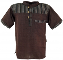 Nepal fisherman shirt, striped goa hippie short sleeve shirt - co..
