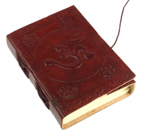 Notebook, leather book, diary with leather cover - Om 9*12 cm
