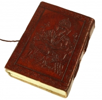 Notebook, leather book, diary with leather cover - Ganesh 9*12 cm