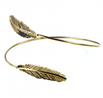 Indian upper arm bangle brass, boho arm jewellery, feather - gold