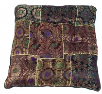 Oriental brocade quilted cushion, chair cushion 40*40 cm - brown
