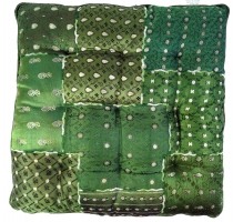Oriental brocade quilted cushion, chair cushion 40*40 cm - green