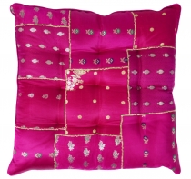 Oriental brocade quilted cushion, chair cushion 40*40 cm - pink