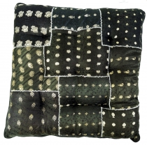 Oriental brocade quilted cushion, chair cushion 40*40 cm - black