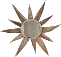 Palm leaf mirror, antique white