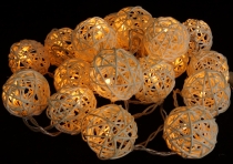 Rattan ball LED ball lampion light chain - nature