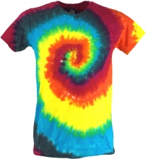 Rainbow Batik T-Shirt, Men Shortsleeve Tie Dye Shirt - Spiral 1