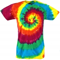 Rainbow Batik T-Shirt, Men Shortsleeve Tie Dye Shirt - Spiral 3