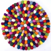 Round felt coaster made of small felt balls - Ø 30 cm