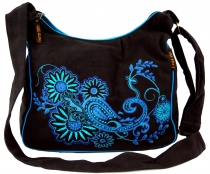 Shoulder bag, hippie bag, goa bag - black/blue