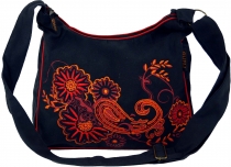 Shoulder bag, hippie bag, goa bag - black/red