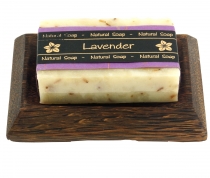 Exotic soap set, soap coconut wood soap dish - Lavender 1