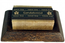Exotic soap set, soap coconut wood soap dish - Sandelwood