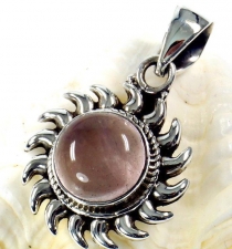 Ethno silver pendant, indian boho pendant, silver pendant sun - r..
