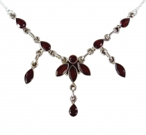 Silver necklace with semi-precious stones - garnet