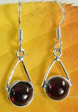 Indian silver earrings, ethnic earrings, boho earrings - Garnet