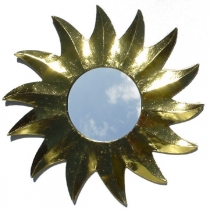 Sun mirror, decoration mirror of wood in sun shape - gold 2