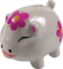 Crazy wooden piggy bank, painted by hand - lucky pig
