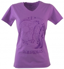 star sign T-Shirt `Aquarius` - purple