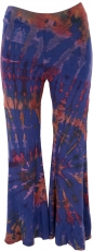 Batik leggings with flare, Boho flare pants - blue