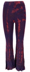 Batik leggings with flare, Boho flare pants - plum