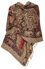 Soft pashmina scarf/stole with traditional elephant pattern - bro..