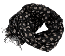 Indian cotton scarf, light scarf with gold print - black