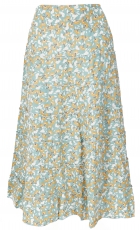 tiered skirt, comfortable boho summer skirt - aqua