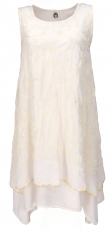 Ethno midi dress, embroidered summer dress, layered dress - white