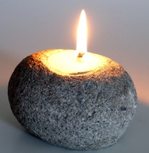 Tealight candle holder from a river stone pebble